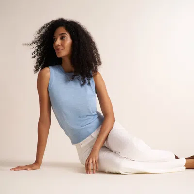 M.m.lafleur Jamie Pointelle Tank - Light Merino In Powder Blue Melange