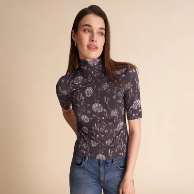 M.m.lafleur Jax Turtleneck Top - Light Printed Jersey In Wild Meadow