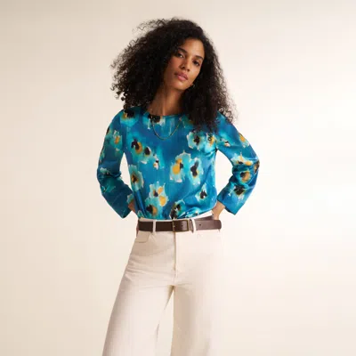M.m.lafleur Jules Effortless Blouse - Printed Silk Charmeuse Blend In Multi