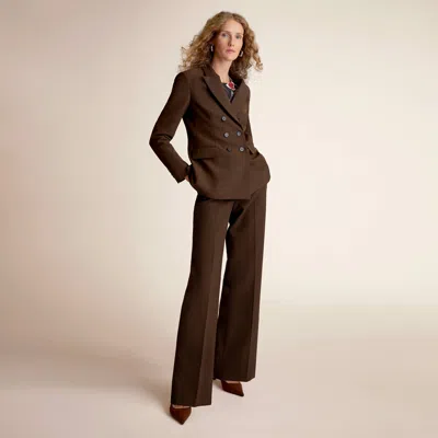 M.m.lafleur Kati Double-breasted Blazer - Luxe Flex Suiting In Chocolate Torte Melange