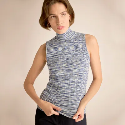 M.m.lafleur Koa Turtleneck - Space Dye Rib Knit In Blue Multi