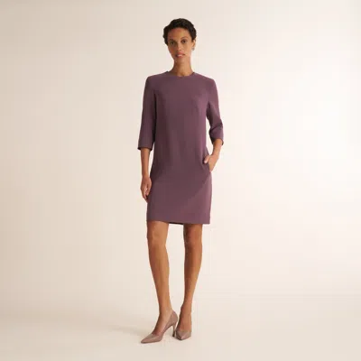 M.m.lafleur Lancia Travel Dress - Everyday Crepe With Topstitch In Hazy Mauve