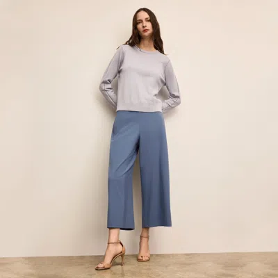 M.m.lafleur Larissa Pointelle Sweater - 365 Cotton Silk Knit In Powder Blue