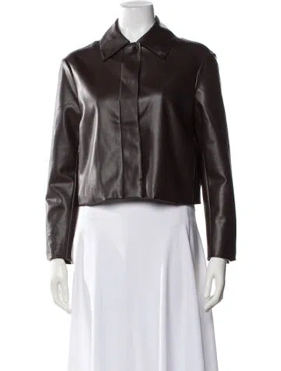 Pre-owned M.m.lafleur Leather Biker Jacket In Brown