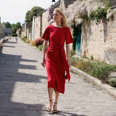 M.m.lafleur Leoni Statement Dress - Pima Cotton Jersey In Ember Red