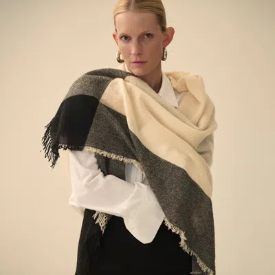 M.m.lafleur Lightweight Scarf - Wool In Black/ivory