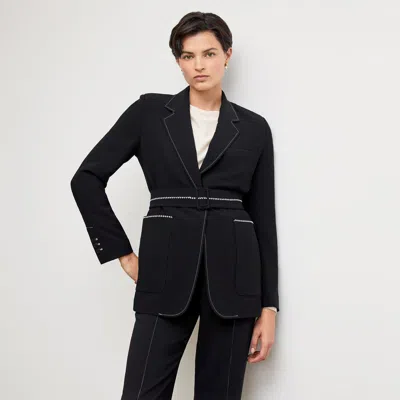 M.m.lafleur Lowen Jetset Pant In Black With Topstitch