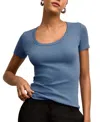 M.m.lafleur M. M.lafleur Avi Scoopneck Organic Ribbed Pima Cotton T-shirt In Blue