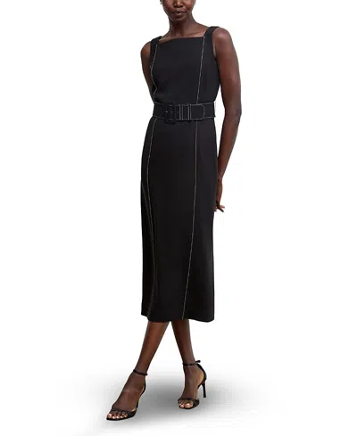 M.m.lafleur M. M.lafleur Carmela Streamline Everyday Crepe Dress In Black With Topstitch