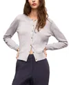 M.m.lafleur M. M.lafleur Cotton Silk Knit Mel Pointelle Cardigan In Gray