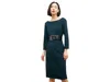 M.m.lafleur M. M.lafleur Winston Dress Women's Navy Stretch Belted Waist Long Sleeve Ddr1393 In Blue