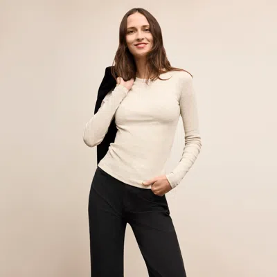 M.m.lafleur Malley Fitted Tee - Organic Ribbed Pima Cotton In Beige Melange