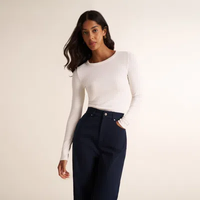 M.m.lafleur Malley Fitted Tee - Ribbed Pima Cotton In White