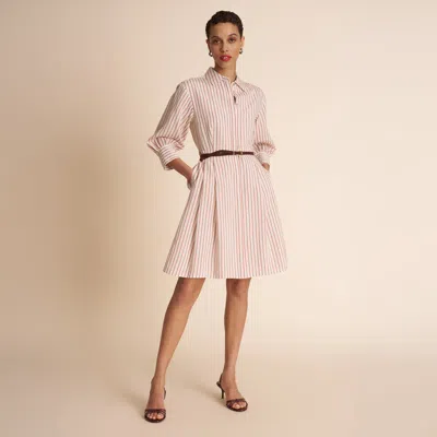 M.m.lafleur Marla Vacation Dress - Striped Dobby In Ivory/melon