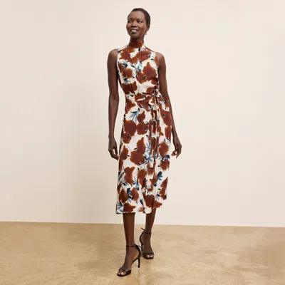 M.m.lafleur Martina Mockneck Dress - Printed Washable Silk In Floral Haze