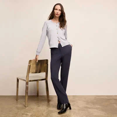 M.m.lafleur Mel Pointelle Cardigan - 365 Cotton Silk Knit In Powder Blue