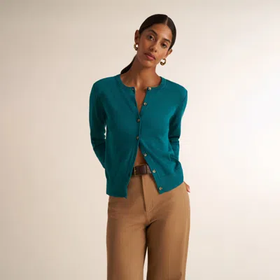 M.m.lafleur Mel Pointelle Cardigan - Cotton Silk Knit In Green