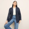 M.m.lafleur M. M.lafleur Women's Merritt Ribbed Jardigan Knit Blazer In Navy/ivory