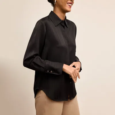 M.m.lafleur Mira Anywhere Shirt - Luxe Pointelle In Black