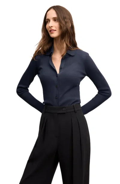 M.m.lafleur Nala Knit Button-down In Black