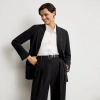M.m.lafleur The O'hara Boyfriend Blazer - Everyday Crepe With Topstitch In Black With Topstitch