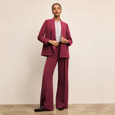 M.m.lafleur O'hara Effortless Blazer - Everyday Crepe With Topstitch In Dark Fuchsia