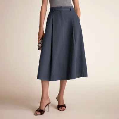M.m.lafleur Olia Pleat Skirt - Velveteen In Slate Blue