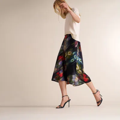 M.m.lafleur Orchard Slip Skirt - Printed Silk Charmeuse Blend In Garden Haze