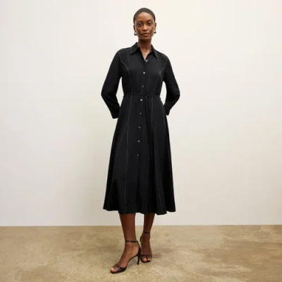 M.m.lafleur The Pepper Dress - Washable Silk Top Stitch In Black With Topstitch