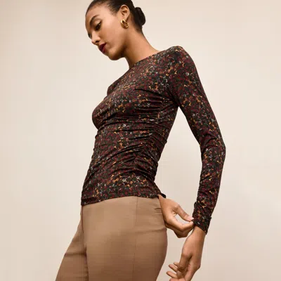 M.m.lafleur Percy Stretch Top - Printed Jersey In Autumn Floral