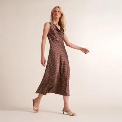 M.m.lafleur Priya Silky Dress - Printed Silk Charmeuse Blend In Dot Print