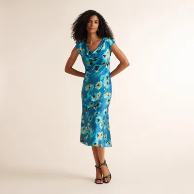 M.m.lafleur Sia Cascade Dress - Printed Silk Charmeuse Blend In Multi