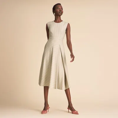 M.m.lafleur Tati Pleat Dress - Cloudweave In Laurel Green Stripe