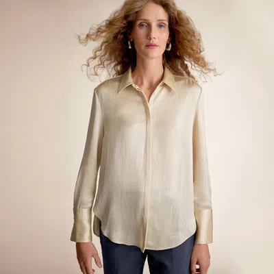 M.m.lafleur Tatum Button-down Shirt - Plisse In Ivory