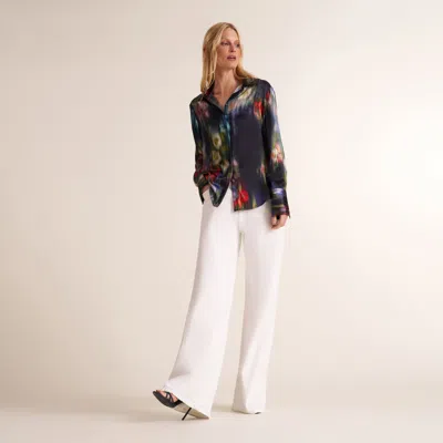 M.m.lafleur Tatum Button-down Shirt - Printed Silk Charmeuse Blend In Garden Haze