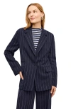 M.m.lafleur The Teddy Jacket - Striped Porto Weave In Blue