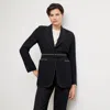 M.m.lafleur The Athena Blazer - Everyday Crepe With Topstitch In Black With Topstitch