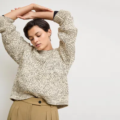 M.m.lafleur The Kiki Sweater - Marl Knit In Ivory/black