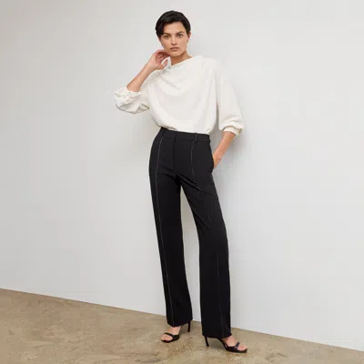 M.m.lafleur The Lowen Pant - Everyday Crepe With Topstitch In Black With Topstitch