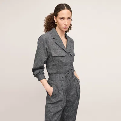 M.m.lafleur The Natalia Shacket - Crosshatch Suiting In Black/white