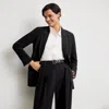 M.m.lafleur The O'hara Boyfriend Blazer - Everyday Crepe With Topstitch In Black With Topstitch