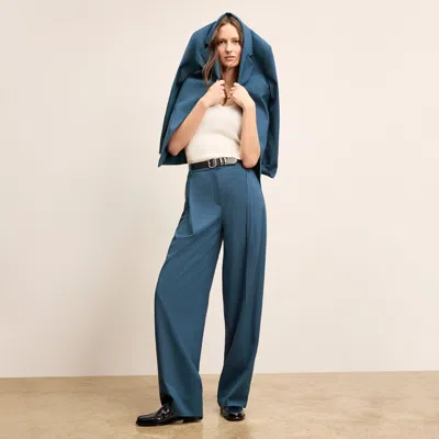 M.m.lafleur The Rina Sculptural Pant - Washable Wool Twill In Bluebell