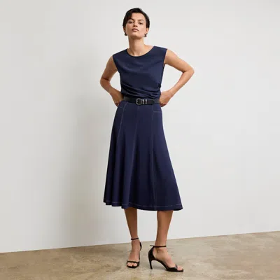 M.m.lafleur The Shannon Skirt - Italian Jersey In Soft Navy