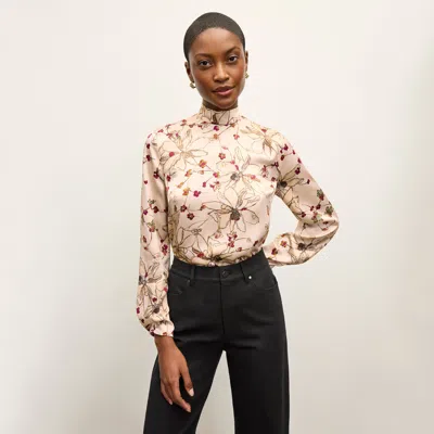 M.m.lafleur The Sohee Top - Washable Silk Charmeuse In Botanical Print