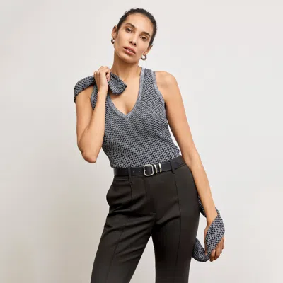 M.m.lafleur The Sonny Tank - Mini Chevron Knit In Black/white