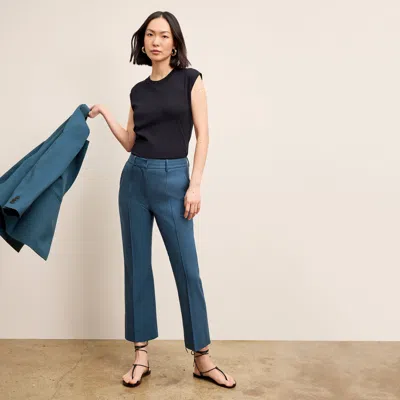M.m.lafleur The Tessa Kick Flare Trouser - Washable Wool Twill In Bluebell