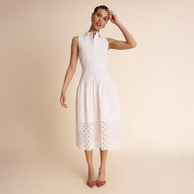 M.m.lafleur Theodora Aperitivo Dress - Circular Eyelet In White