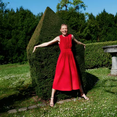 M.m.lafleur Vita Soirée Dress - Voile In Ribbon Red