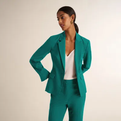 M.m.lafleur Yiyan "the Executive" Blazer - Tropical Wool In Peacock