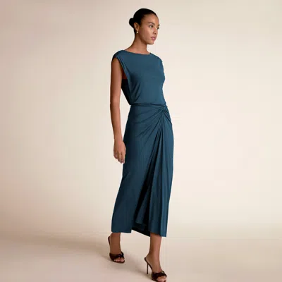 M.m.lafleur Zita Drape Dress - Light Jersey In Moroccan Blue
